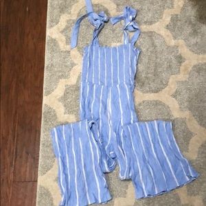 H&M blue striped jumpsuit